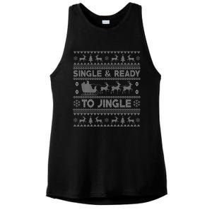 Single And Ready To Jingle Funny Ugly Christmas Sweater Ladies PosiCharge Tri-Blend Wicking Tank