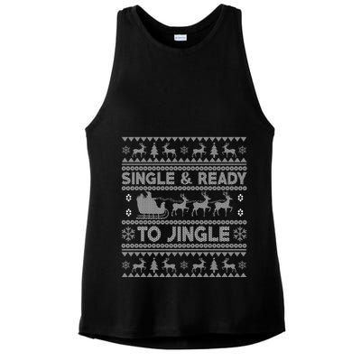 Single And Ready To Jingle Funny Ugly Christmas Sweater Ladies PosiCharge Tri-Blend Wicking Tank
