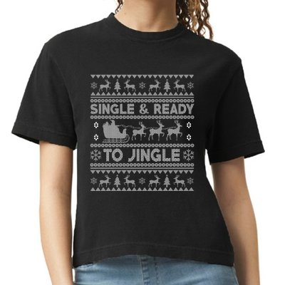 Single And Ready To Jingle Funny Ugly Christmas Sweater Comfort Colors Boxy T-Shirt