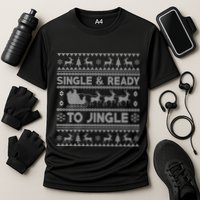 Single And Ready To Jingle Funny Ugly Christmas Sweater Cooling Performance Crew T-Shirt