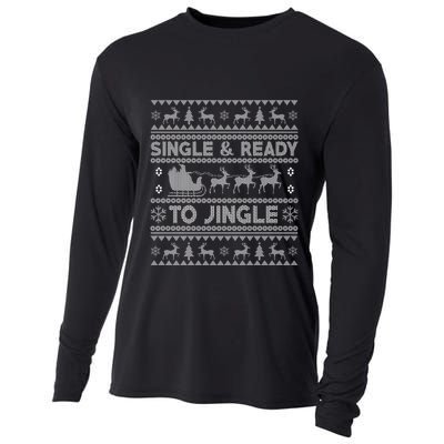 Single And Ready To Jingle Funny Ugly Christmas Sweater Cooling Performance Long Sleeve Crew