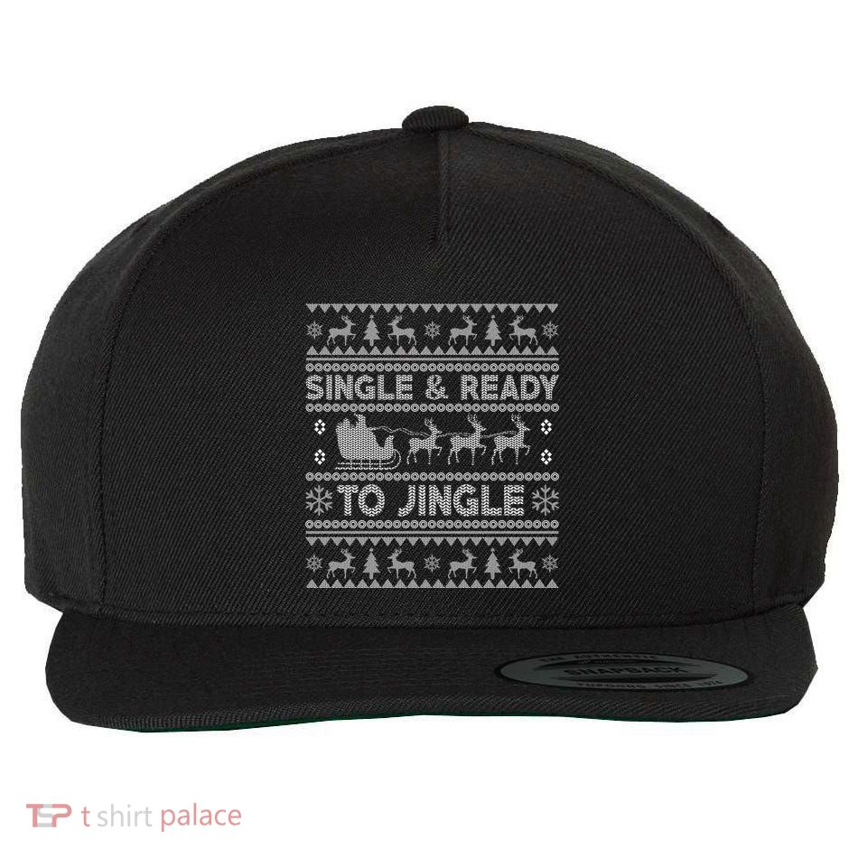 Single And Ready To Jingle Funny Ugly Christmas Sweater Wool Snapback Cap