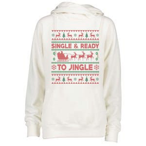 Single And Ready To Jingle Funny Ugly Christmas Sweater Womens Funnel Neck Pullover Hood