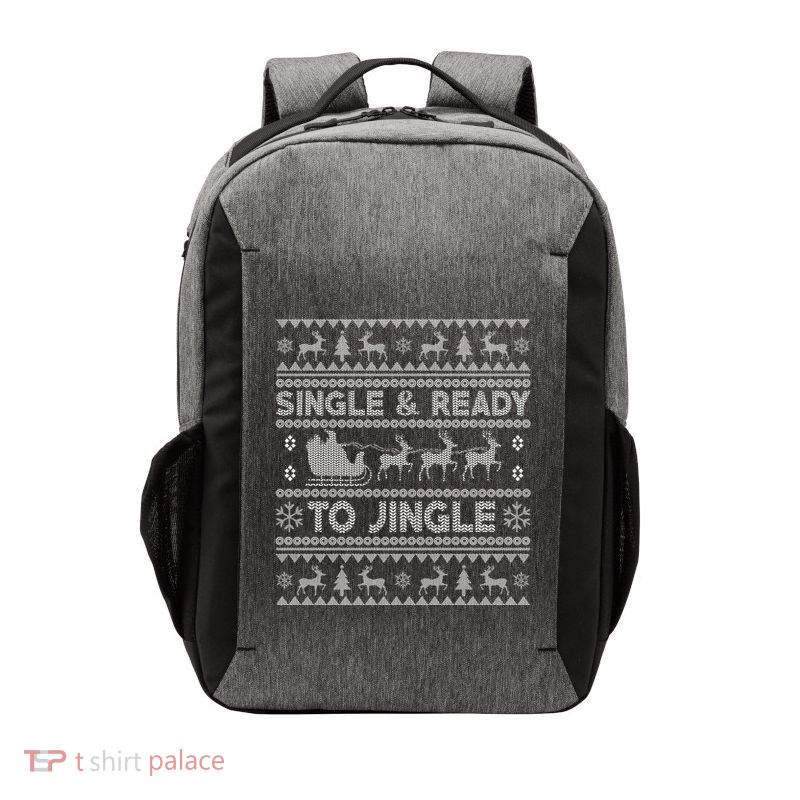 Single And Ready To Jingle Funny Ugly Christmas Sweater Vector Backpack