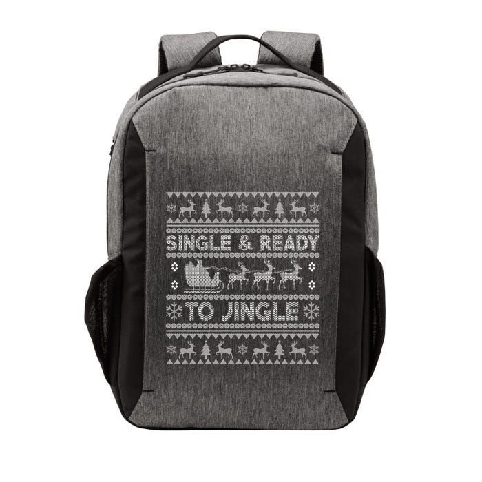Single And Ready To Jingle Funny Ugly Christmas Sweater Vector Backpack