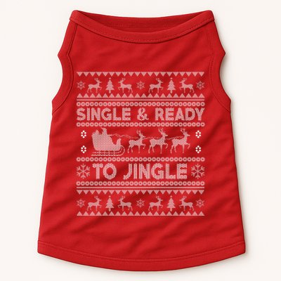 Single And Ready To Jingle Funny Ugly Christmas Sweater Doggie Tank
