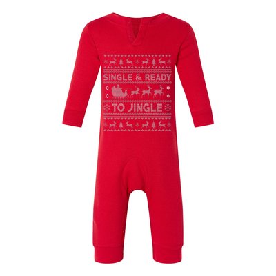 Single And Ready To Jingle Funny Ugly Christmas Sweater Infant Fleece One Piece