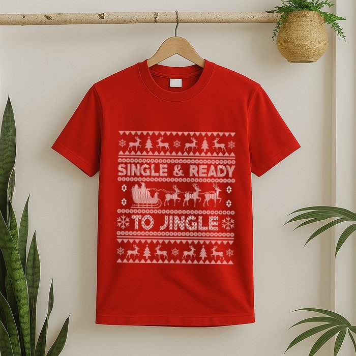 Single And Ready To Jingle Funny Ugly Christmas Sweater T-Shirt