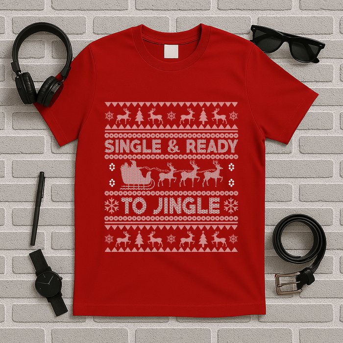 Single And Ready To Jingle Funny Ugly Christmas Sweater T-Shirt