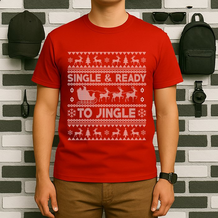 Single And Ready To Jingle Funny Ugly Christmas Sweater T-Shirt