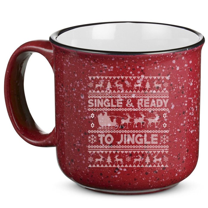Single And Ready To Jingle Funny Ugly Christmas Sweater 15oz Campfire Ceramic Mug