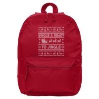 Single And Ready To Jingle Funny Ugly Christmas Sweater 16 in Basic Backpack