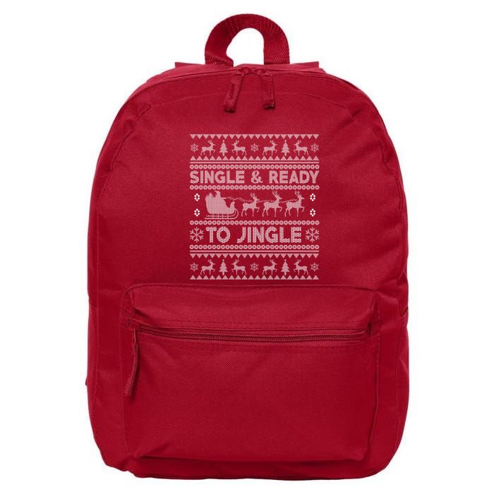 Single And Ready To Jingle Funny Ugly Christmas Sweater 16 in Basic Backpack