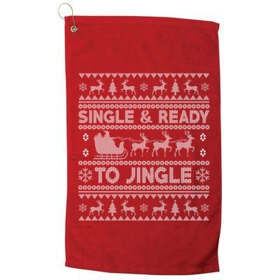 Single And Ready To Jingle Funny Ugly Christmas Sweater Golf Towel
