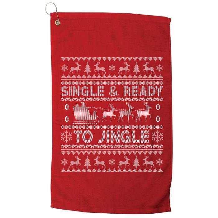 Single And Ready To Jingle Funny Ugly Christmas Sweater Golf Towel