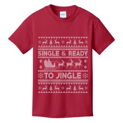 Single And Ready To Jingle Funny Ugly Christmas Sweater Kids T-Shirt