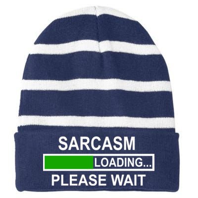 Sarcasm Loading Please Wait Striped Beanie with Solid Band