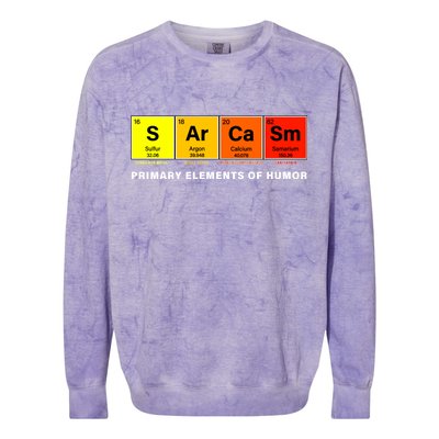 Sarcasm Primary Elements of Humor Colorblast Crewneck Sweatshirt