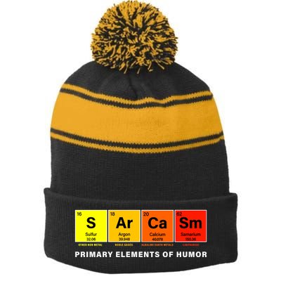 Sarcasm Primary Elements of Humor Stripe Pom Pom Beanie