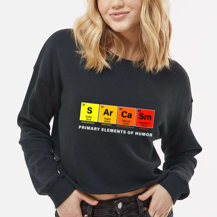 Sarcasm Primary Elements of Humor Cropped Pullover Crew