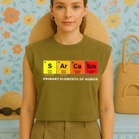 Sarcasm Primary Elements of Humor Garment-Dyed Women's Muscle Tee