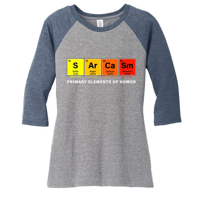 Sarcasm Primary Elements of Humor Women's Tri-Blend 3/4-Sleeve Raglan Shirt