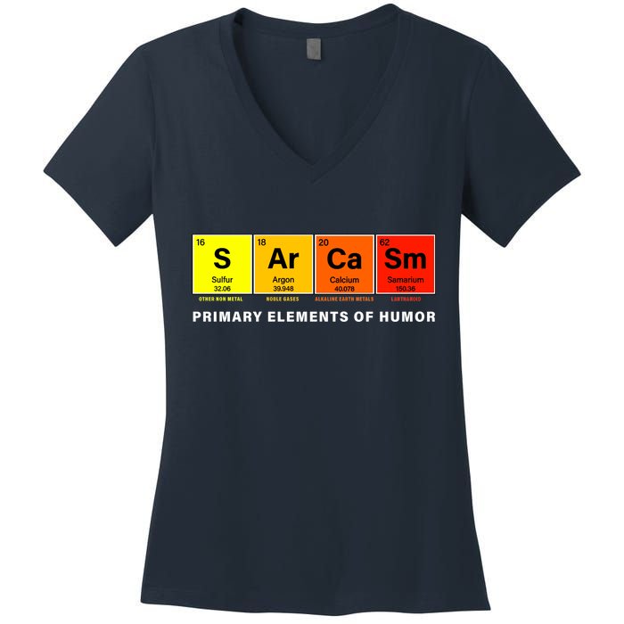 Sarcasm Primary Elements of Humor Women's V-Neck T-Shirt