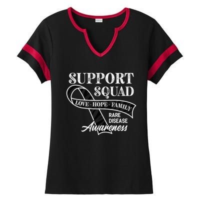 Support Awareness Squad I Zebra Ribbon I Rare Diseases Ladies Halftime Notch Neck Tee