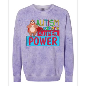 Sloth Autism Superpower Awarenesss Colorblast Crewneck Sweatshirt