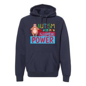 Sloth Autism Superpower Awarenesss Premium Hoodie