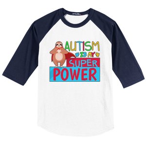 Sloth Autism Superpower Awarenesss Baseball Sleeve Shirt