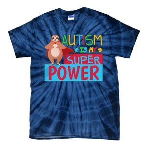 Sloth Autism Superpower Awarenesss Tie-Dye T-Shirt