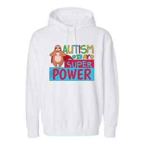 Sloth Autism Superpower Awarenesss Garment-Dyed Fleece Hoodie