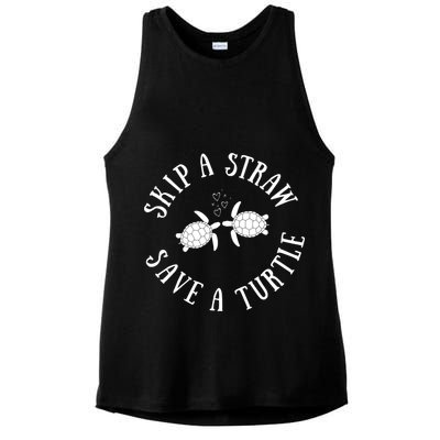 Skip A Straw Save A Turtle Cute Turtle Graphic Gift Ladies PosiCharge Tri-Blend Wicking Tank