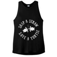 Skip A Straw Save A Turtle Cute Turtle Graphic Gift Ladies PosiCharge Tri-Blend Wicking Tank