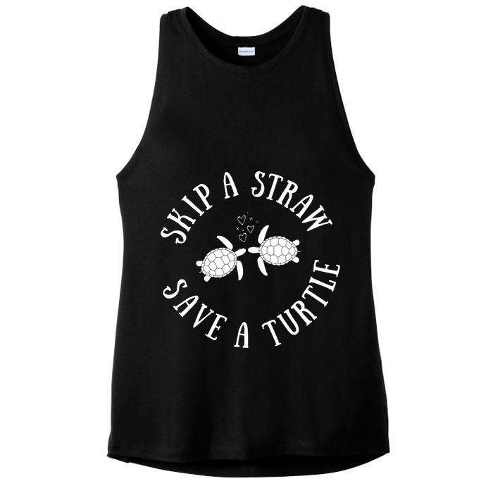 Skip A Straw Save A Turtle Cute Turtle Graphic Gift Ladies PosiCharge Tri-Blend Wicking Tank