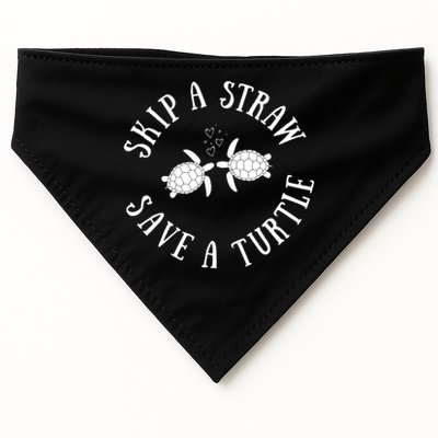 Skip A Straw Save A Turtle Cute Turtle Graphic Gift USA-Made Doggie Bandana