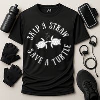 Skip A Straw Save A Turtle Cute Turtle Graphic Gift Performance Shirt