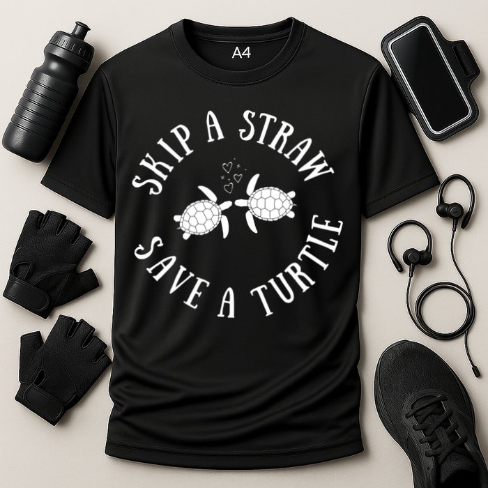 Skip A Straw Save A Turtle Cute Turtle Graphic Gift Performance Shirt