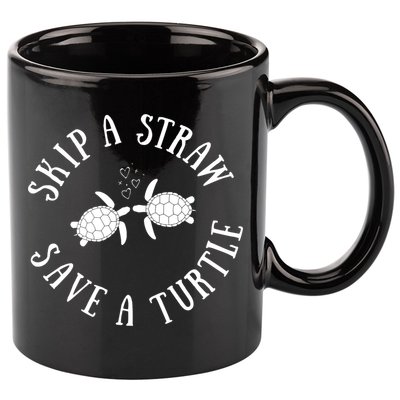 Skip A Straw Save A Turtle Cute Turtle Graphic Gift 11oz C Handle Ceramic Mug