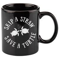 Skip A Straw Save A Turtle Cute Turtle Graphic Gift 11oz C Handle Ceramic Mug