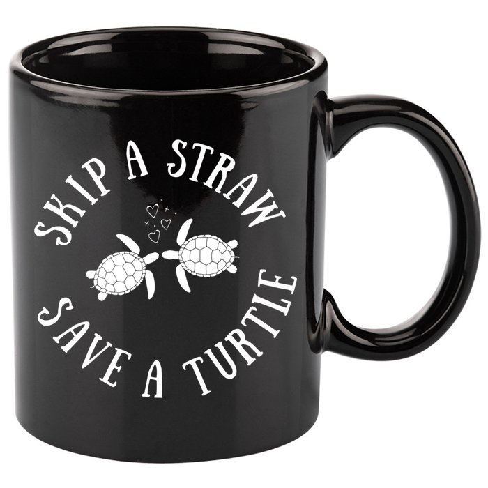Skip A Straw Save A Turtle Cute Turtle Graphic Gift 11oz C Handle Ceramic Mug