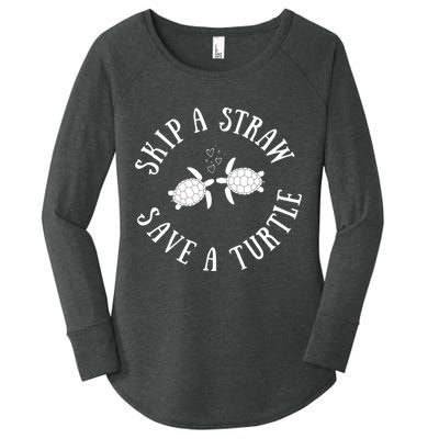 Skip A Straw Save A Turtle Cute Turtle Graphic Gift Women's Perfect Tri Tunic Long Sleeve Shirt