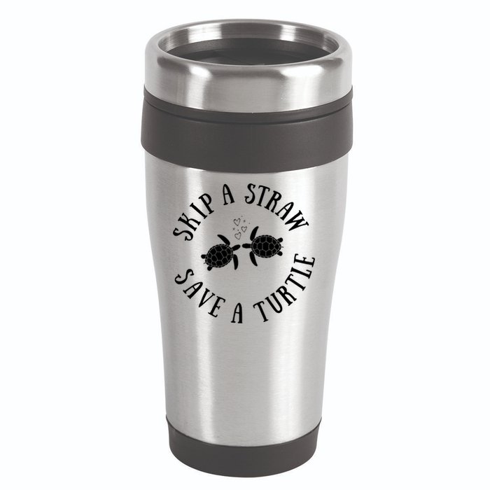 Skip A Straw Save A Turtle Cute Turtle Graphic Gift 16oz Travel Tumbler