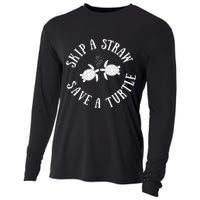 Skip A Straw Save A Turtle Cute Turtle Graphic Gift Cooling Performance Long Sleeve Crew