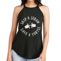 Skip A Straw Save A Turtle Cute Turtle Graphic Gift Women's Perfect Tri Rocker Tank