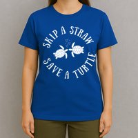 Skip A Straw Save A Turtle Cute Turtle Graphic Gift T-Shirt