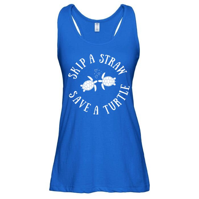 Skip A Straw Save A Turtle Cute Turtle Graphic Gift Ladies Essential Flowy Tank