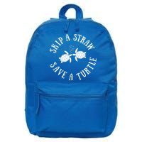 Skip A Straw Save A Turtle Cute Turtle Graphic Gift 16 in Basic Backpack