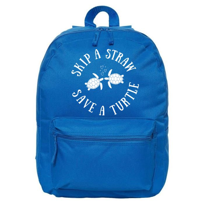 Skip A Straw Save A Turtle Cute Turtle Graphic Gift 16 in Basic Backpack